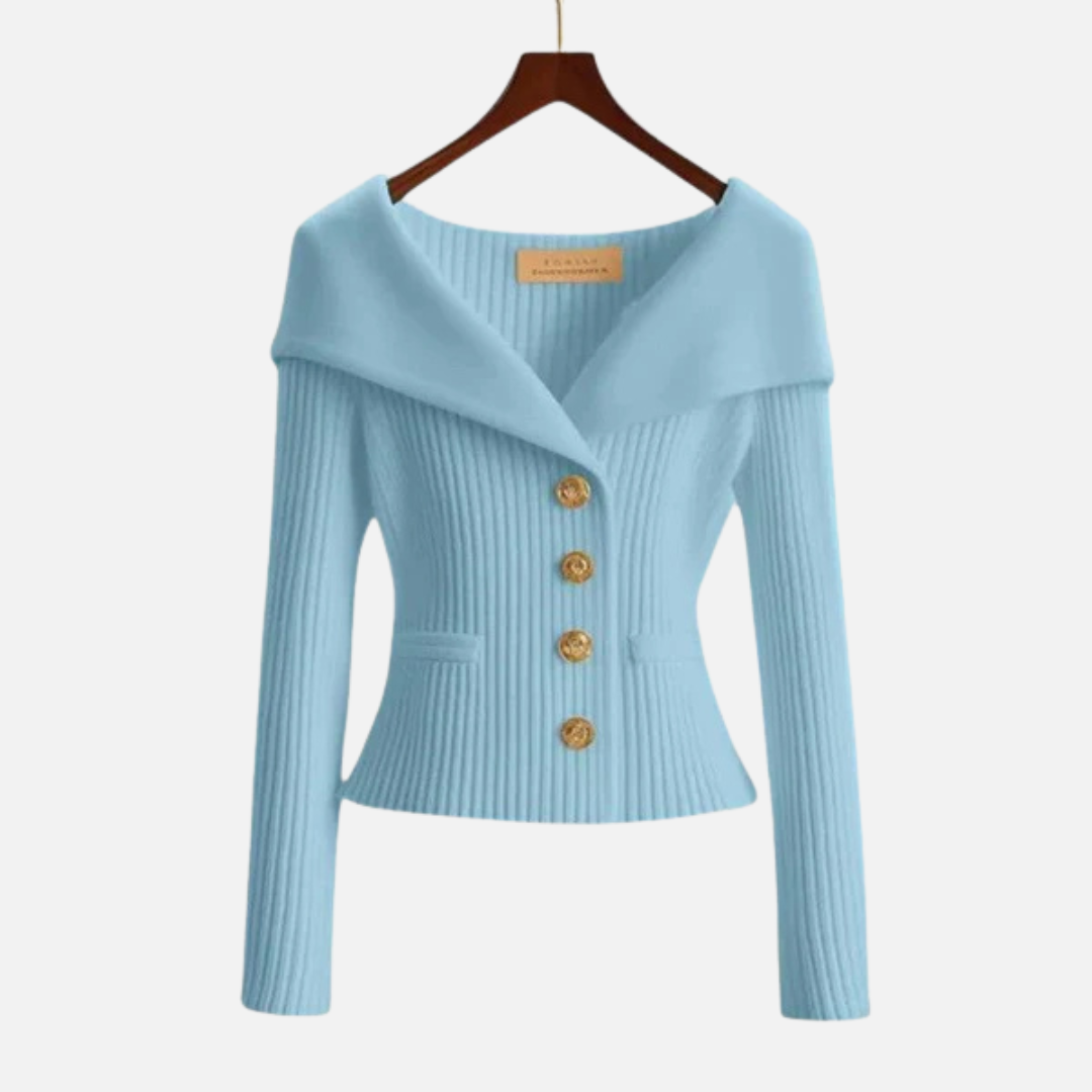 Women's Elegant Ribbed Off-Shoulder Cardigan