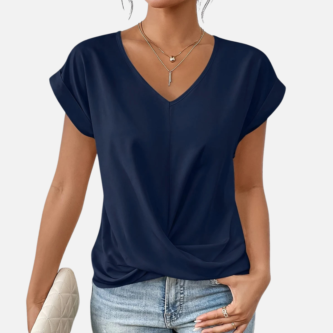 Women's V-Neck Draped T-Shirt Breathable