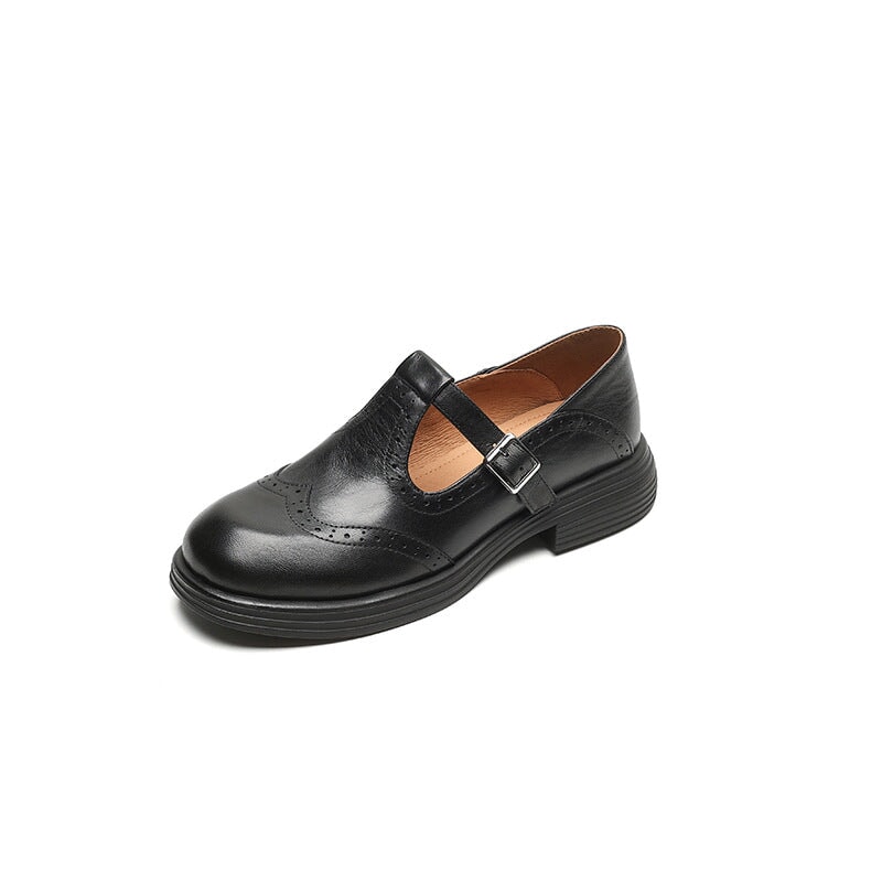 Renée | T-Strap Mary Jane Brogue Block Heel Shoes for Women 8