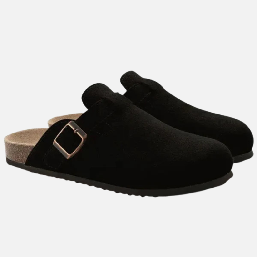 Men's Suede Orthopedic Comfort Clogs - Buckle Strap Mules