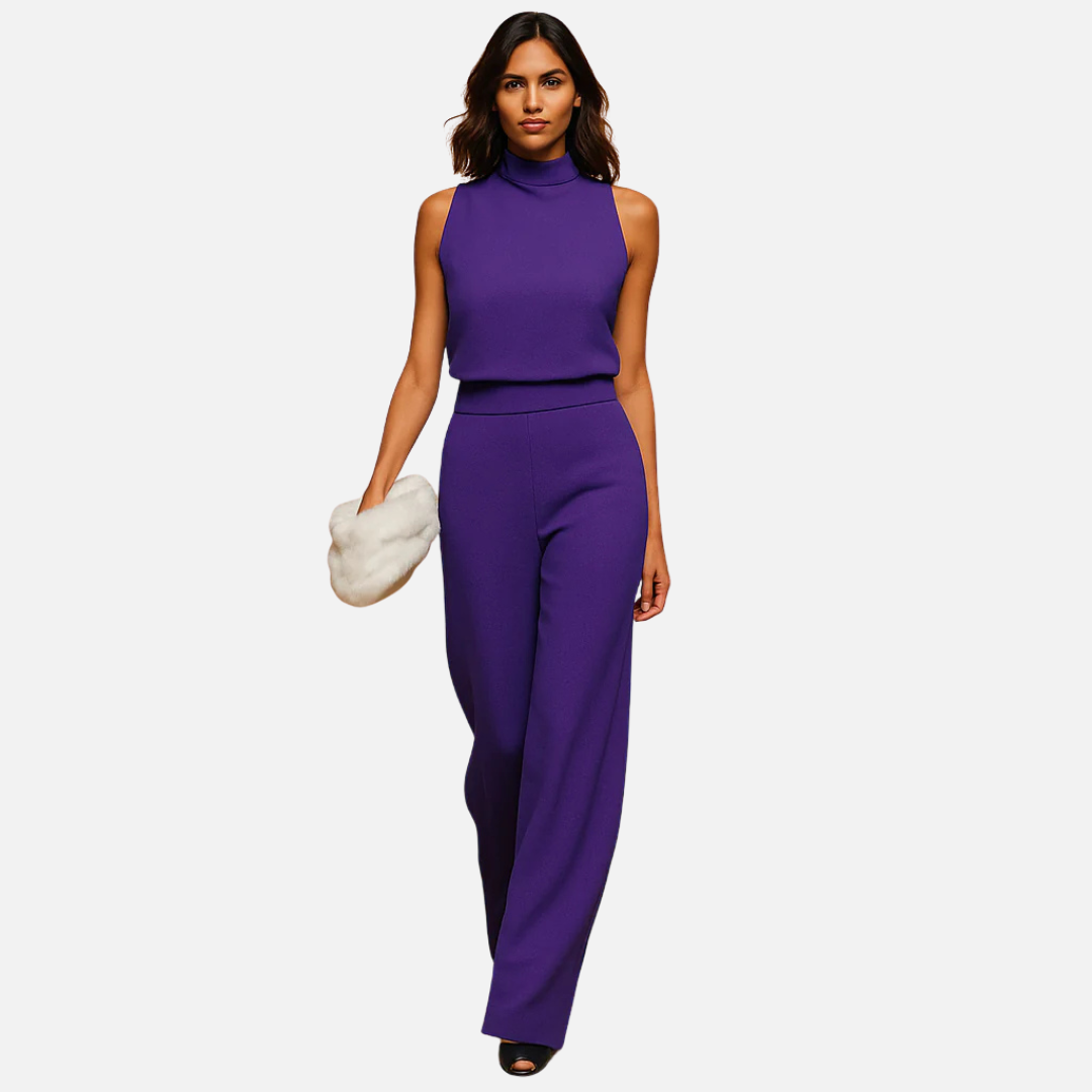Women's Wide Leg Jumpsuit High Neck Sleeveless