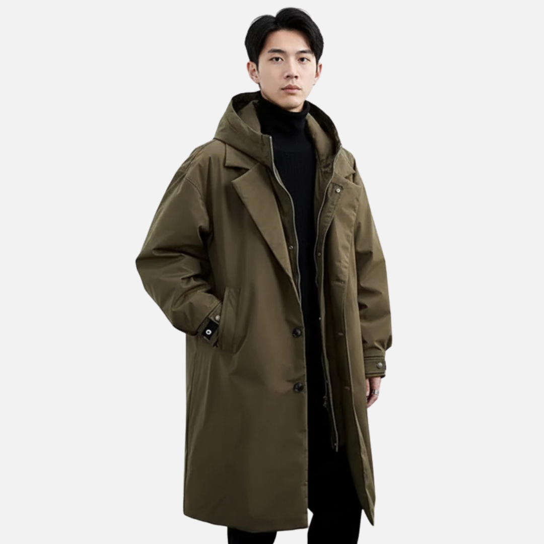 Men’s Waterproof Trench Coat – Classic Long Windbreaker
