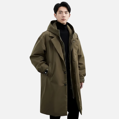 Men’s Waterproof Trench Coat – Classic Long Windbreaker