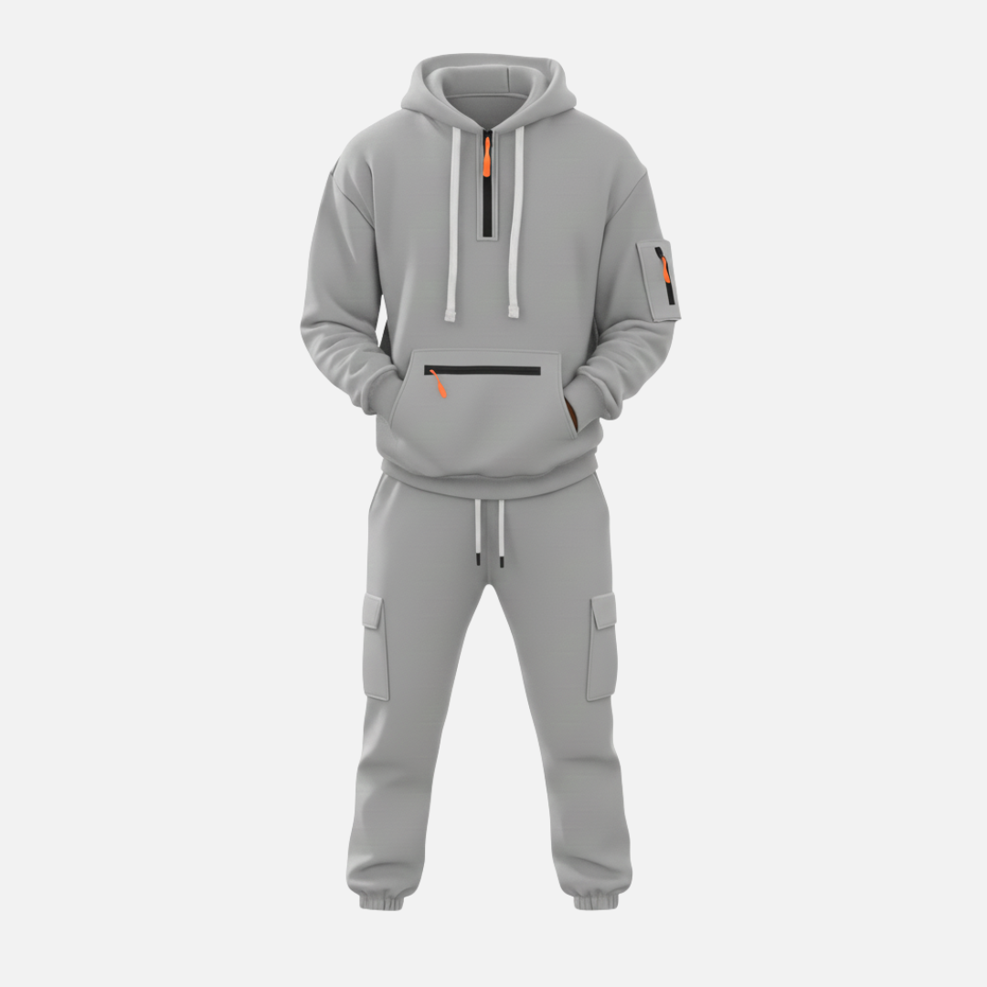 Men’s Two-Piece Tracksuit Set Casual Hoodie & Cargo Joggers