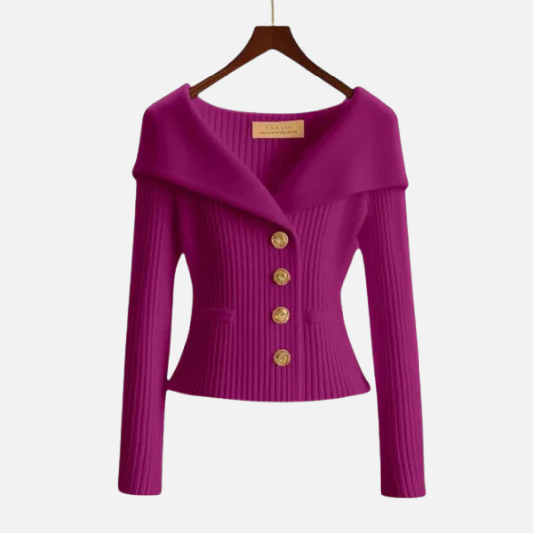Women's Elegant Ribbed Off-Shoulder Cardigan