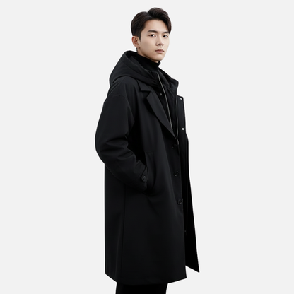 Men’s Waterproof Trench Coat – Classic Long Windbreaker