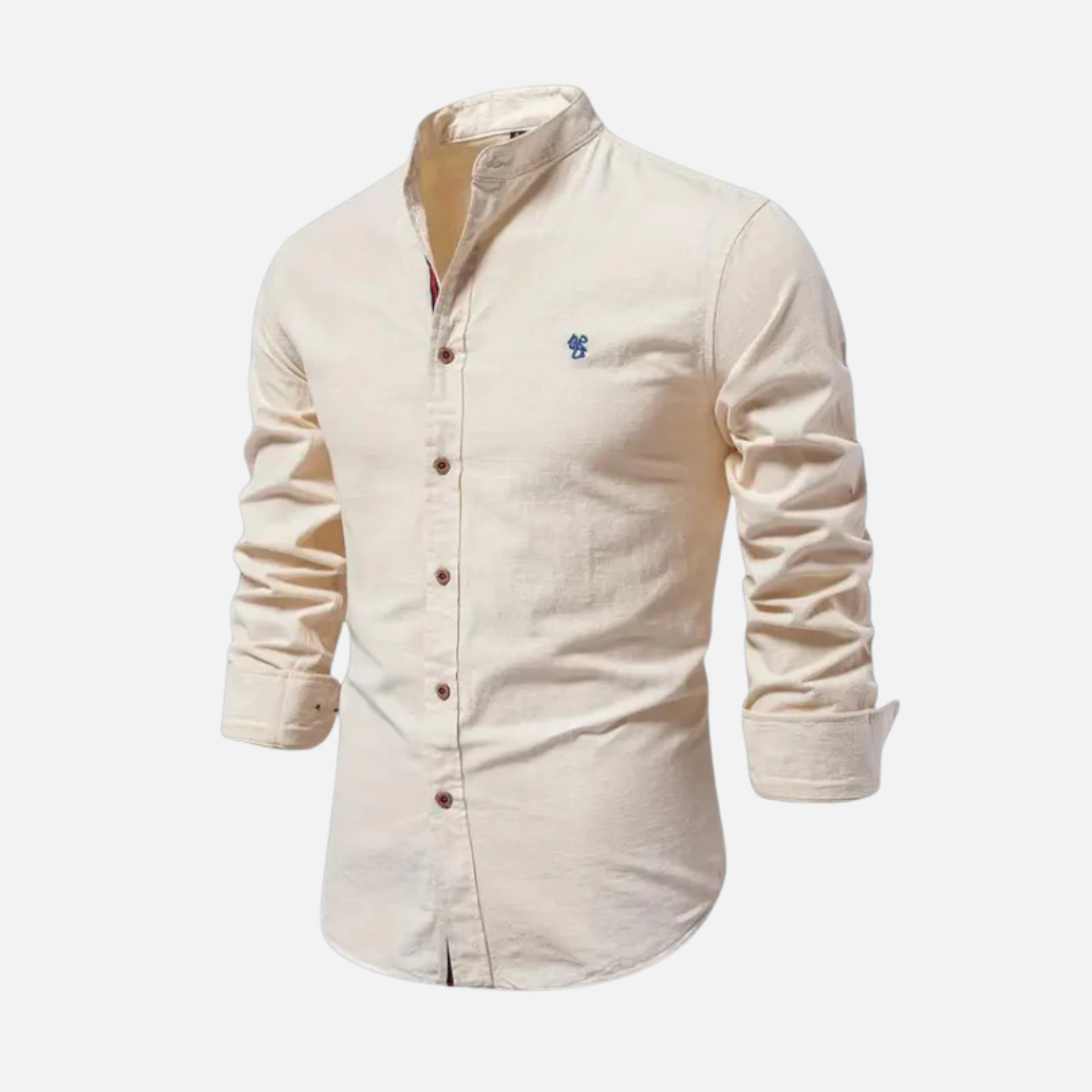 Men's Long Sleeve Mandarin Collar Shirt