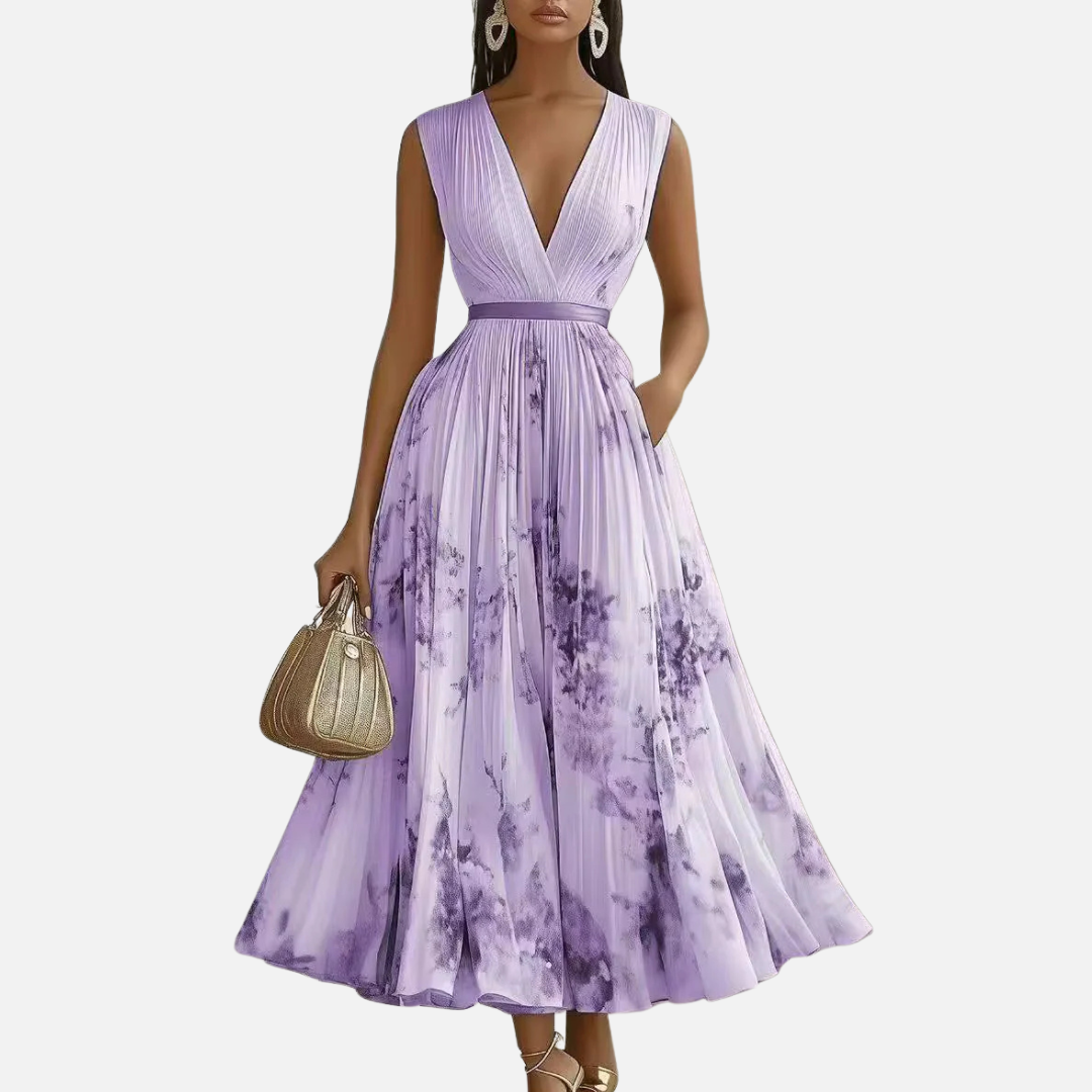 Women's Floral Pleated Midi Dress