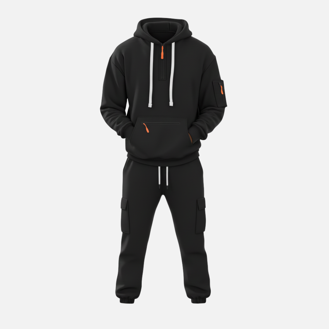 Men’s Two-Piece Tracksuit Set Casual Hoodie & Cargo Joggers