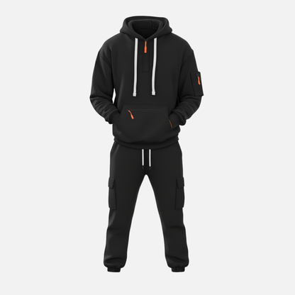 Men’s Two-Piece Tracksuit Set Casual Hoodie & Cargo Joggers