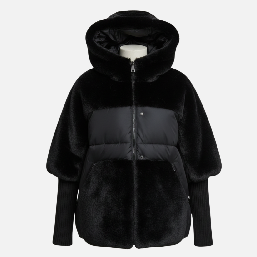 Women’s Puffer Jacket – Plush Hooded Winter Coat