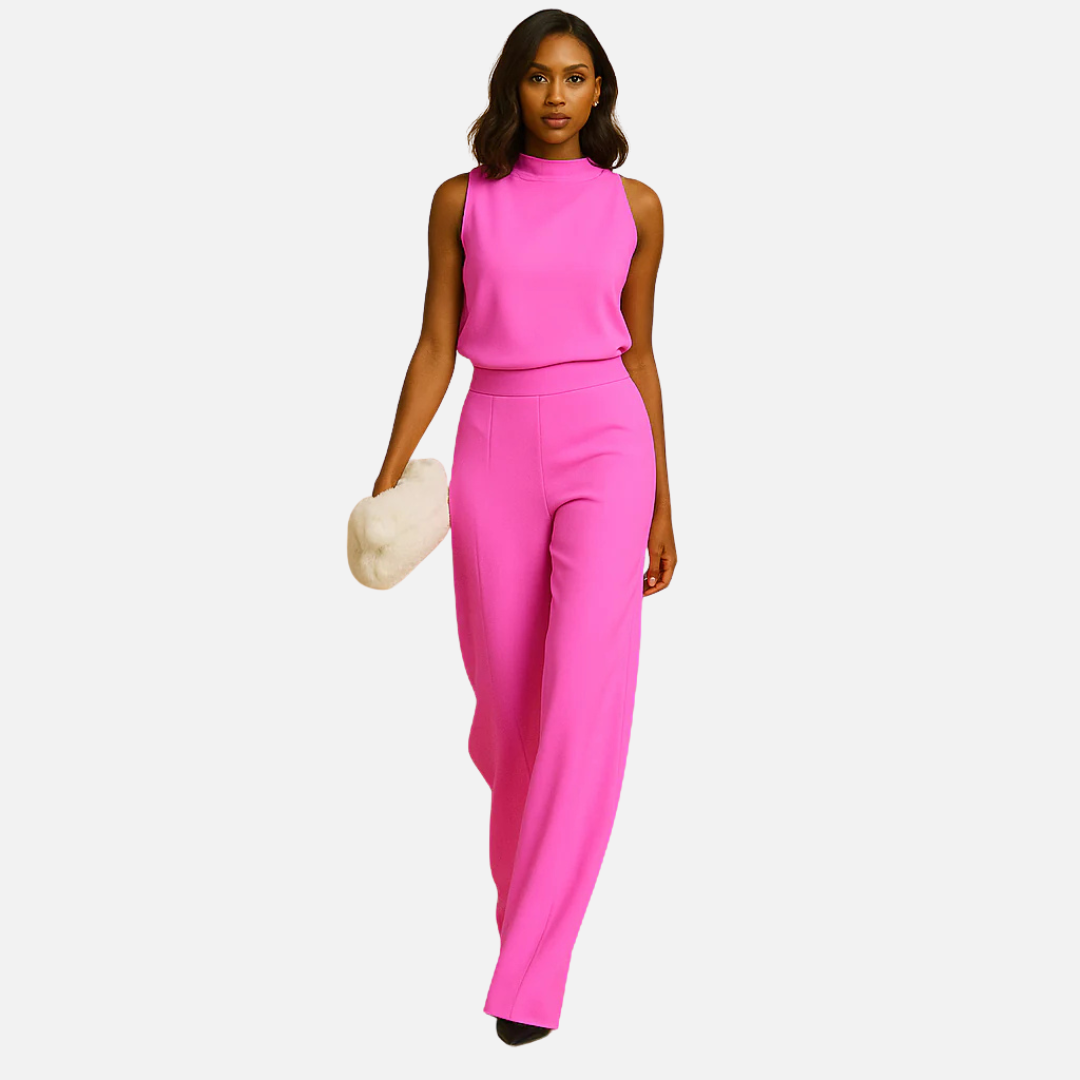 Women's Wide Leg Jumpsuit High Neck Sleeveless