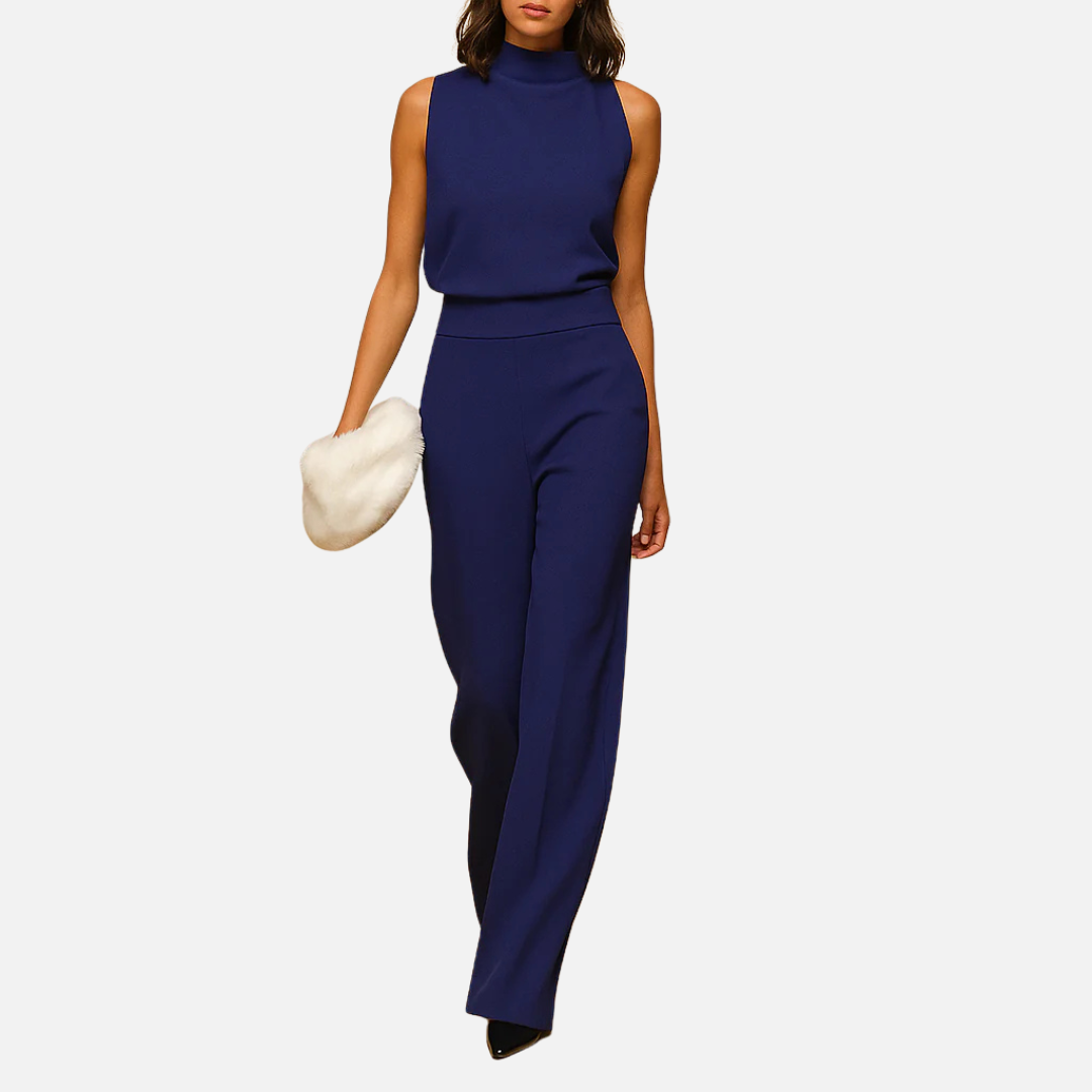 Women's Wide Leg Jumpsuit High Neck Sleeveless