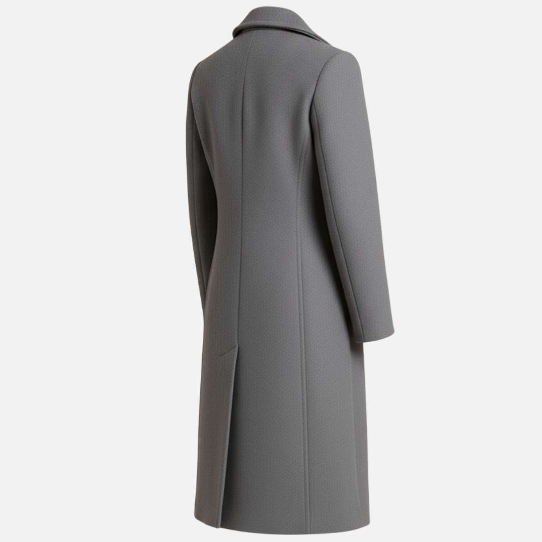 Women’s Double-Breasted Wool Coat – Elegant Long Overcoat