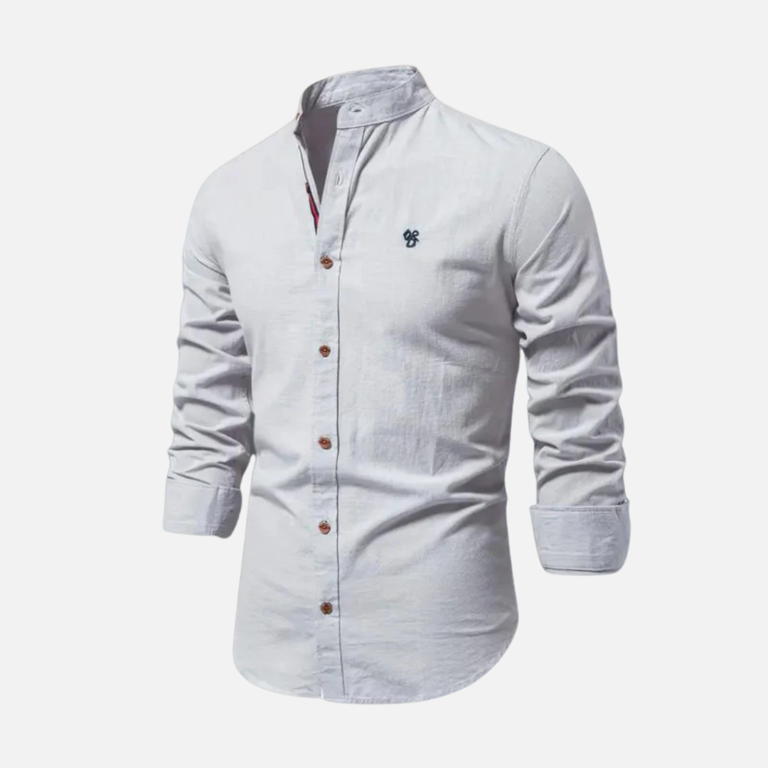 Men's Long Sleeve Mandarin Collar Shirt