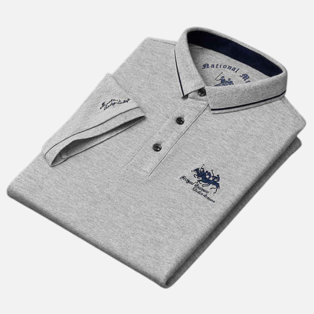 Men's Embroidered Long Sleeve Polo Shirt