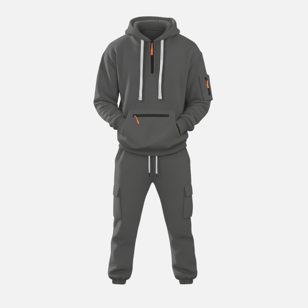 Men’s Two-Piece Tracksuit Set Casual Hoodie & Cargo Joggers