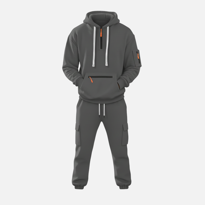 Men’s Two-Piece Tracksuit Set Casual Hoodie & Cargo Joggers