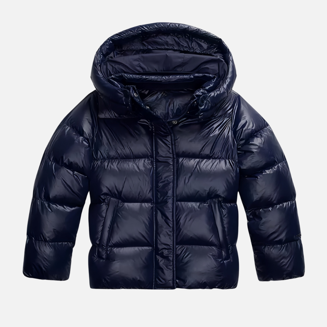 Glossy Puffer Jacket with Hood for Women