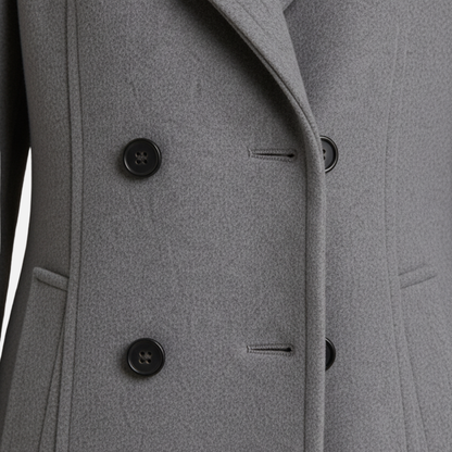 Women’s Double-Breasted Wool Coat – Elegant Long Overcoat