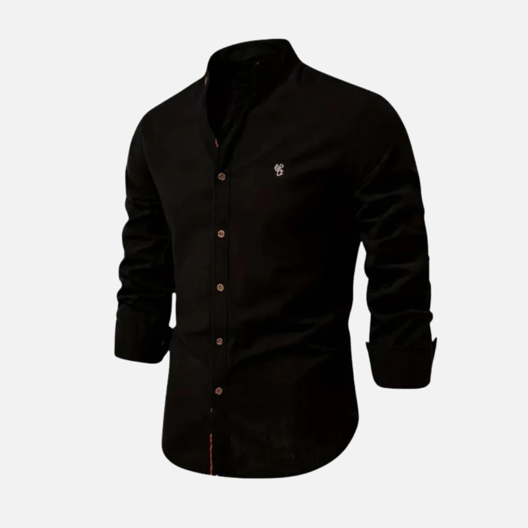 Men's Long Sleeve Mandarin Collar Shirt