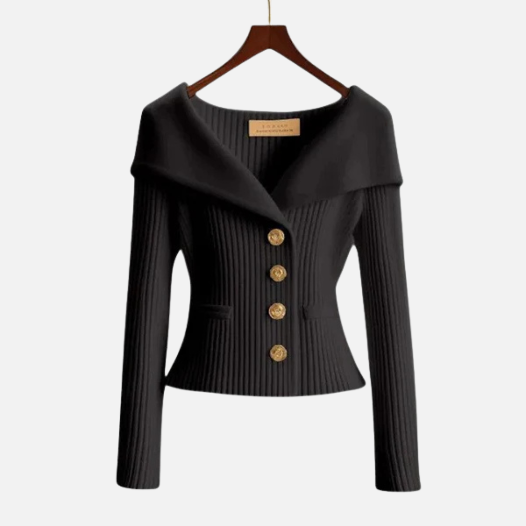 Women's Elegant Ribbed Off-Shoulder Cardigan