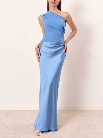 Anita | Women's Satin One Shoulder Maxi Dress – Wedding Guest Gown 2