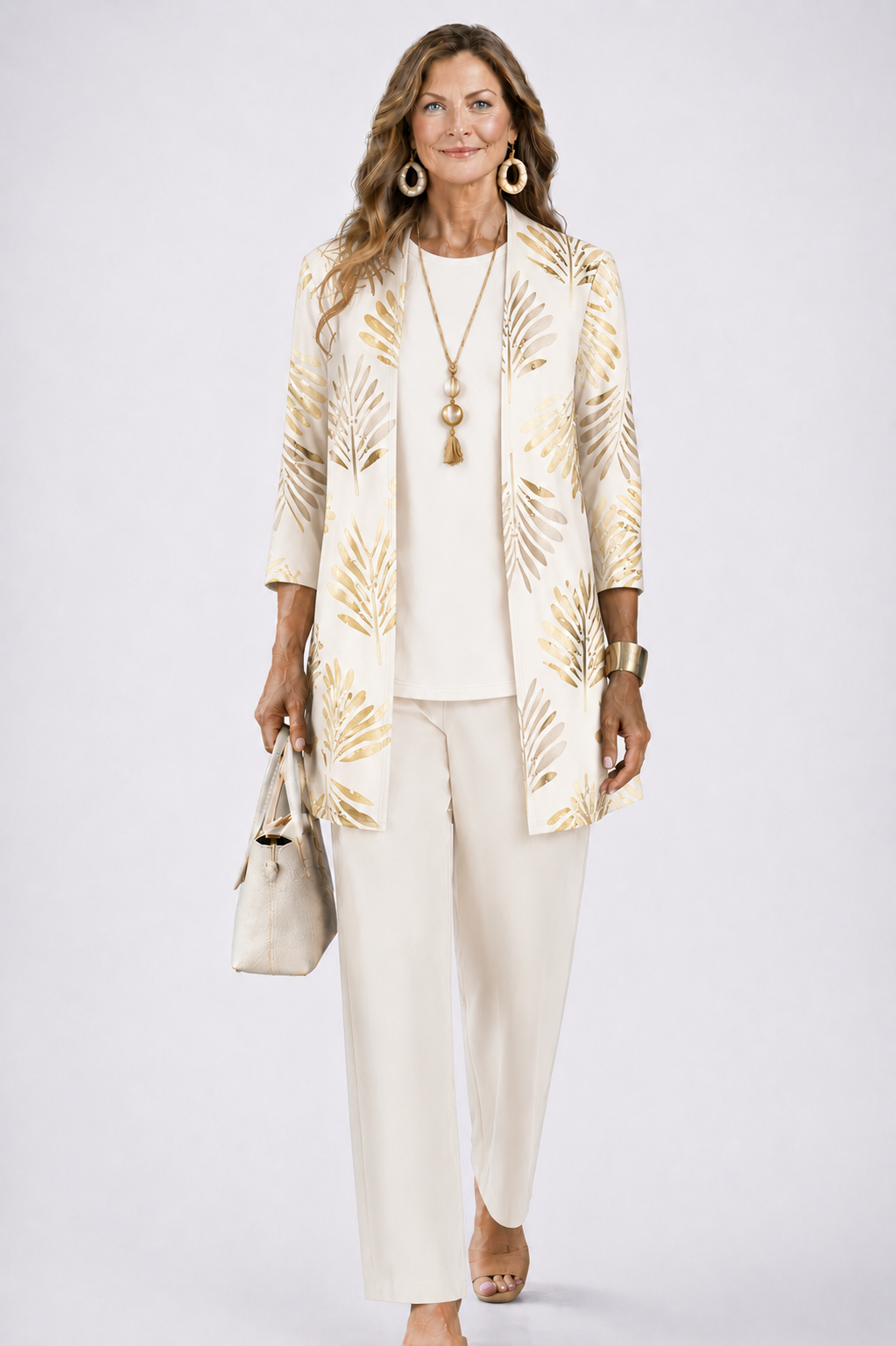 Aqua 3-Piece Set | Relaxed Fit, Lightweight, Printed Trousers for Women 14
