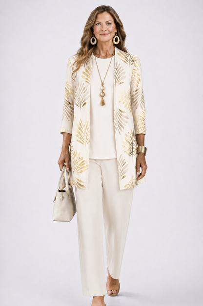 Aqua 3-Piece Set | Relaxed Fit, Lightweight, Printed Trousers for Women 14