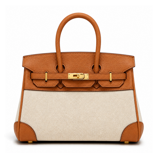 Women's Leather Weekend Bag with Spill-Resistant Canvas