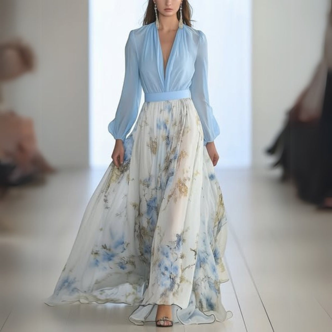Doris | Women's Floral V-Neck Maxi Dress 0