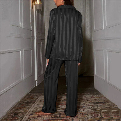 Elysia Loungewear Set | Satin Striped Women's Lounge Set 5