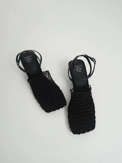 Fiora Mesh Weave Heels | Sculpted Square Toe, Braided Mesh Wrap 6