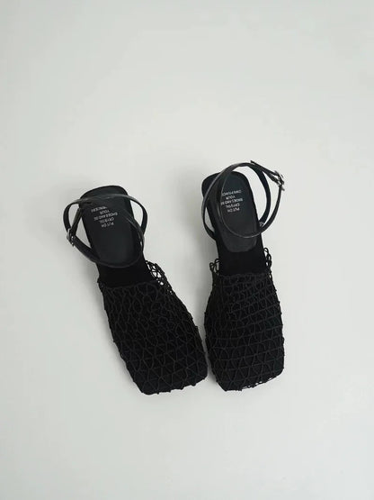 Fiora Mesh Weave Heels | Sculpted Square Toe, Braided Mesh Wrap 8