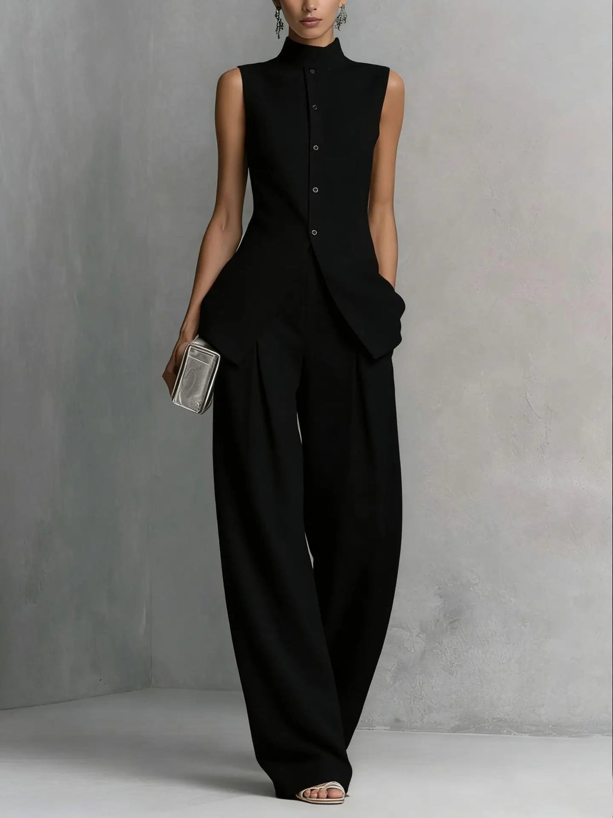 Leah Sleeveless Linen Pant Set 0