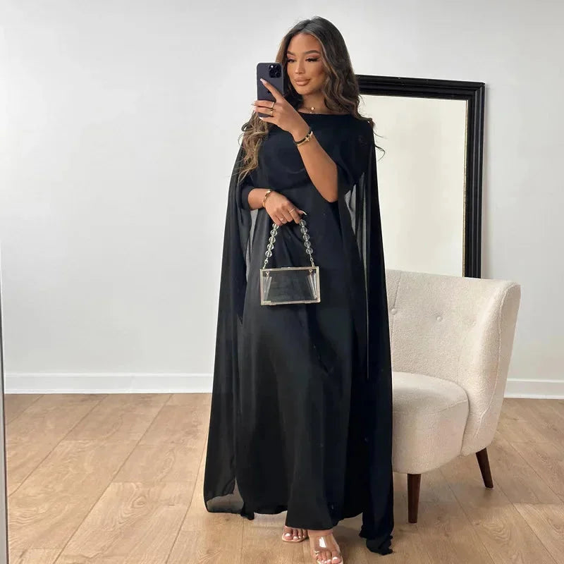 Lily | Women's Wedding Guest Cape Maxi Dress 2