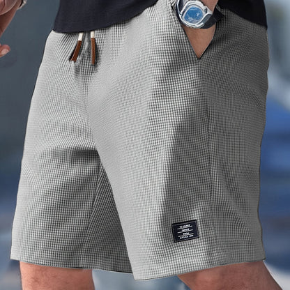 Men's Drawstring Waffle Knit Shorts with Side Pockets and Elastic Waistband 11