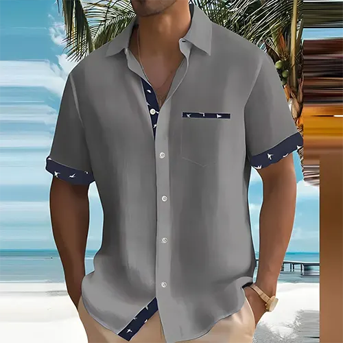 Men's Short Sleeve Summer Shirt with Breathable Fabric 2