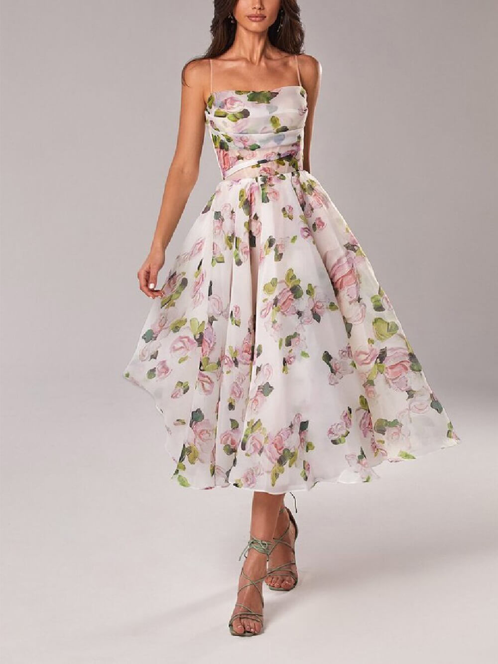 Morgan | Women's Floral Spaghetti Strap A-Line Midi Dress 0