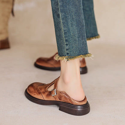 Renée | T-Strap Mary Jane Brogue Block Heel Shoes for Women 4