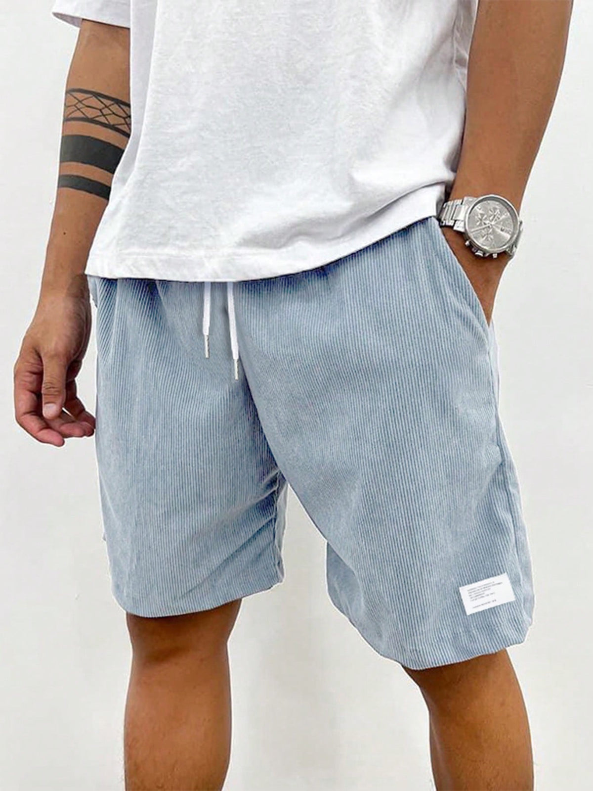 Ribbed Shorts with Drawstring for Men 10