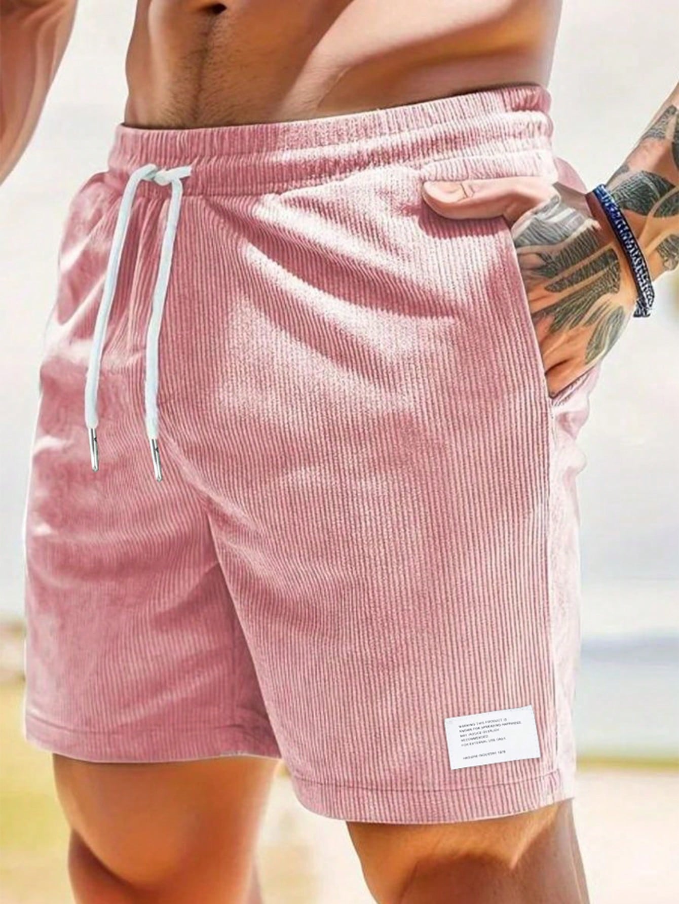 Ribbed Shorts with Drawstring for Men 11
