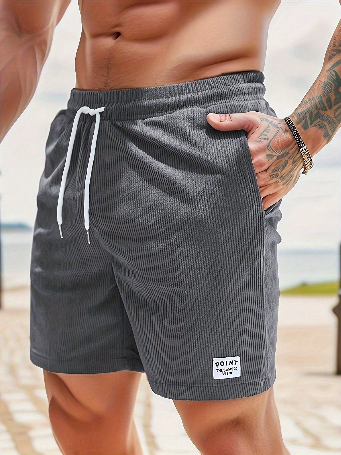 Ribbed Shorts with Drawstring for Men 9