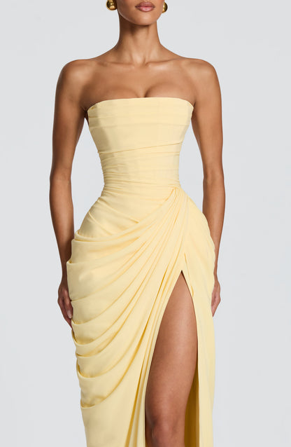Strapless Maxi Dress with Ruched Waist for Women 6