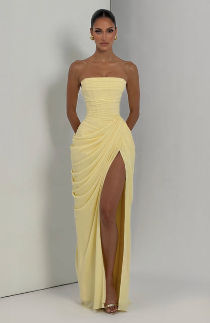 Strapless Maxi Dress with Ruched Waist for Women 7