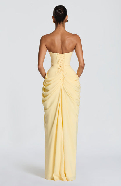 Strapless Maxi Dress with Ruched Waist for Women 8