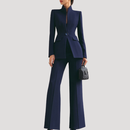 Women’s Elegant Blazer Trouser Suit Two-Piece Set 0