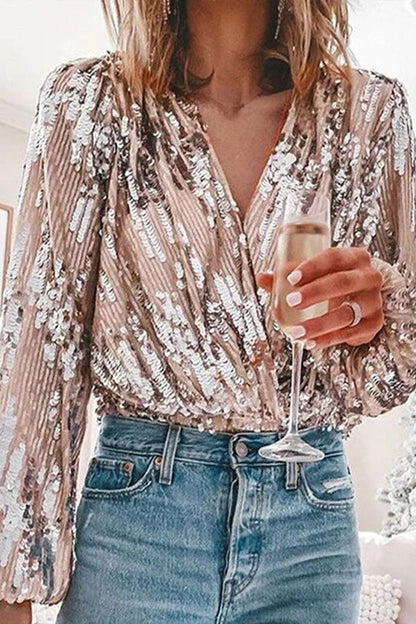 Women's Sequin Long Sleeve Blouse 1