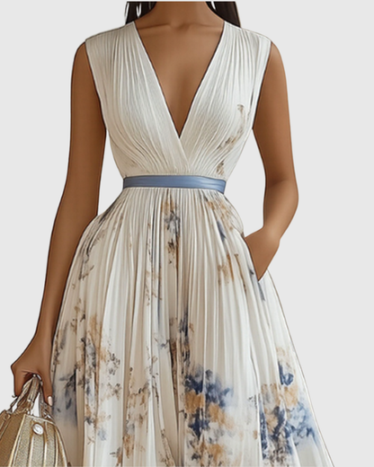 Women's V-Neck A-Line Midi Dress 1
