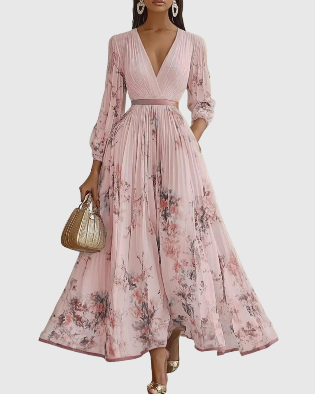 Women's V-Neck A-Line Midi Dress 11